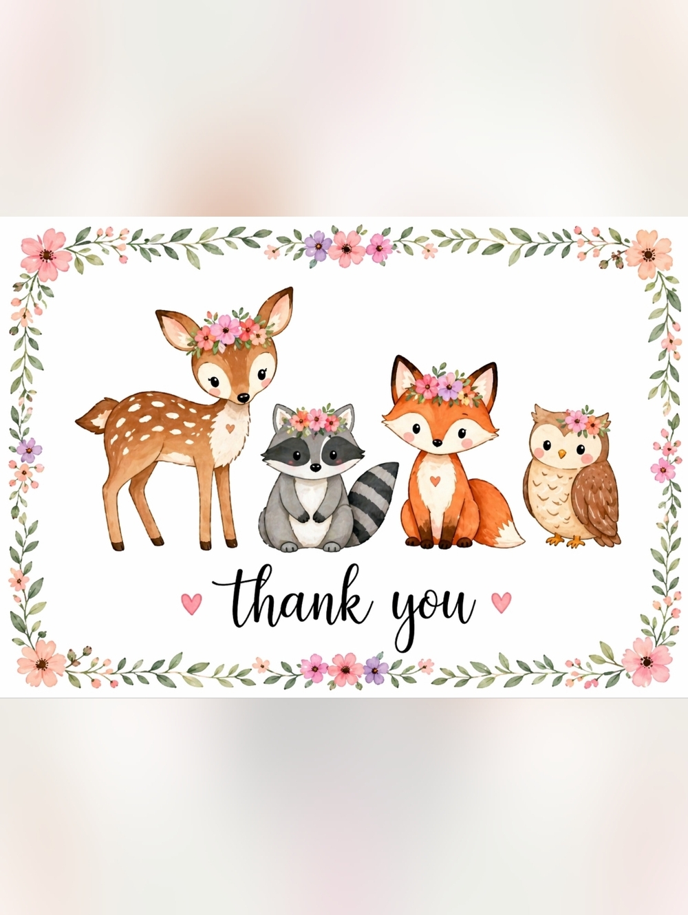 Woodland Critters Business Thank You Cards 50 Count